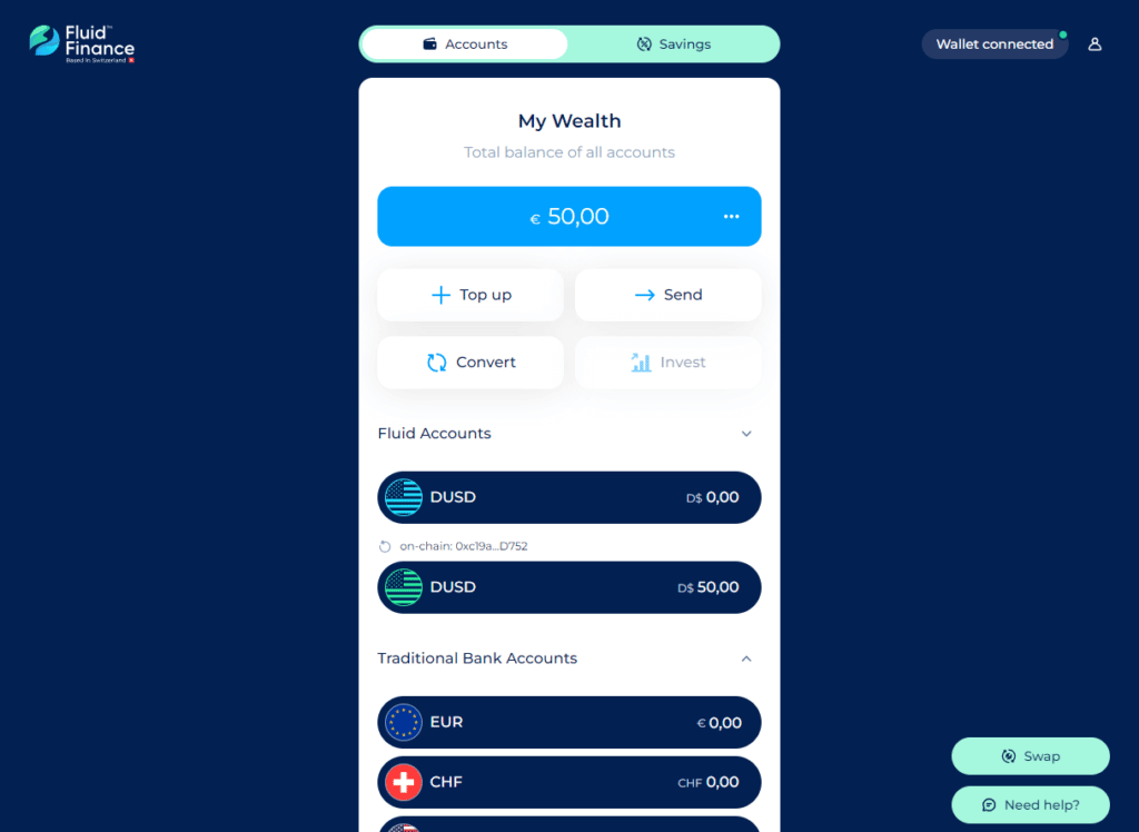 Interface Fluid Finance Application