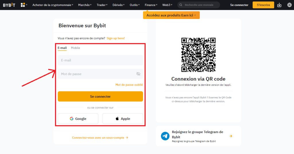 Connexion compte Bybit