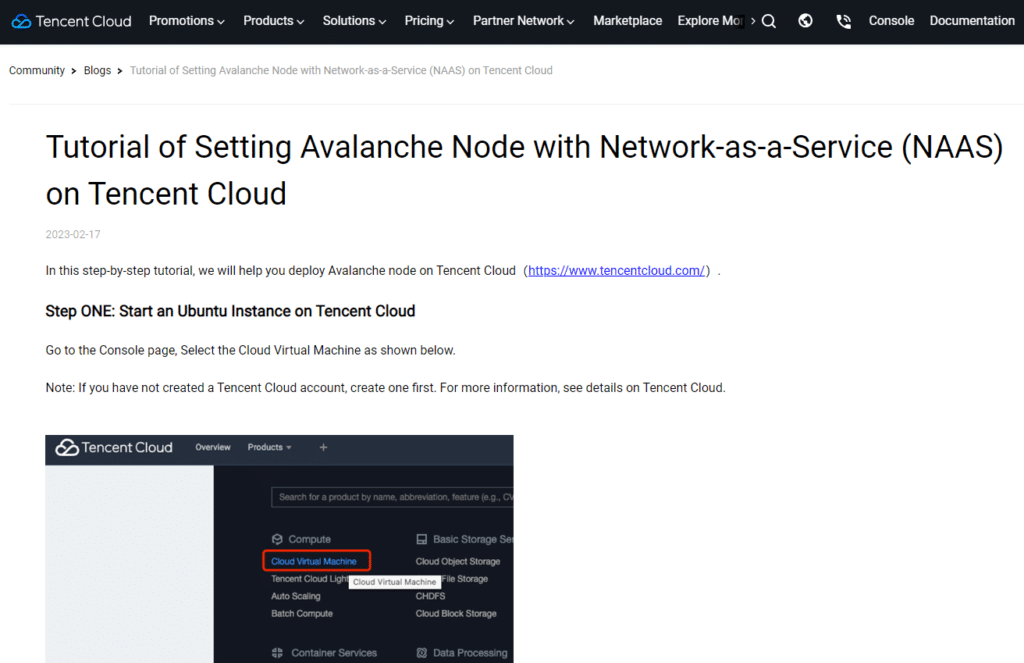 Configuration nœud avalanche-Tecent Cloud