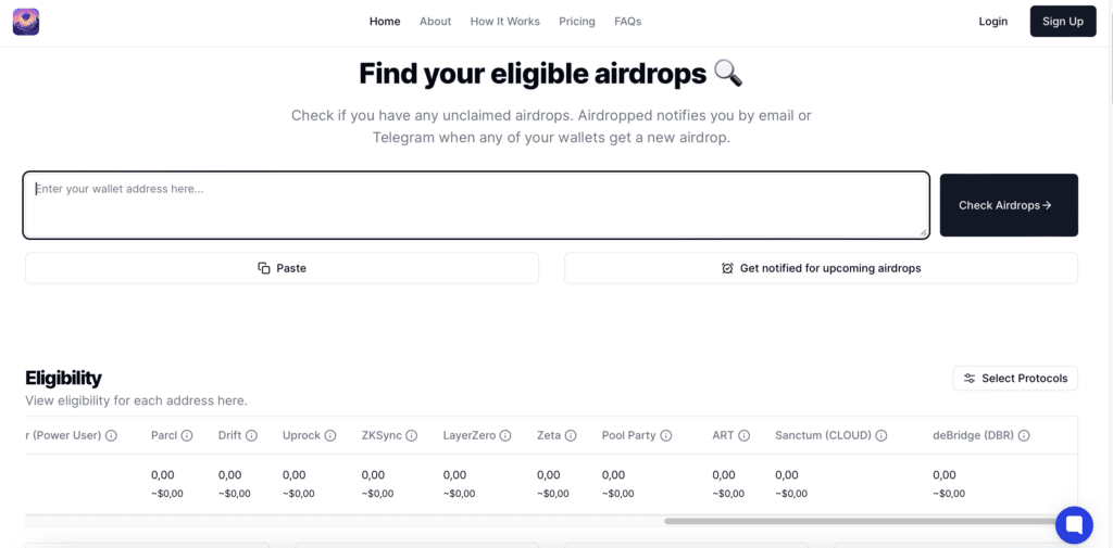 Airdropped airdrop checker