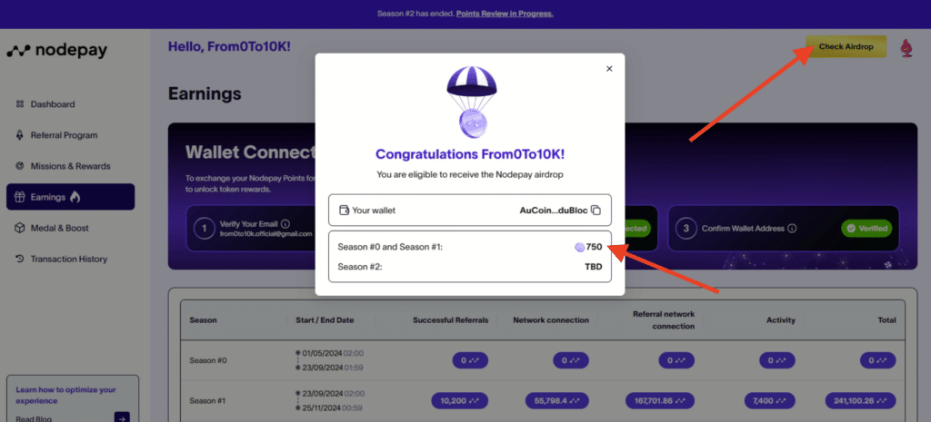 Airdrop checker Nodepay